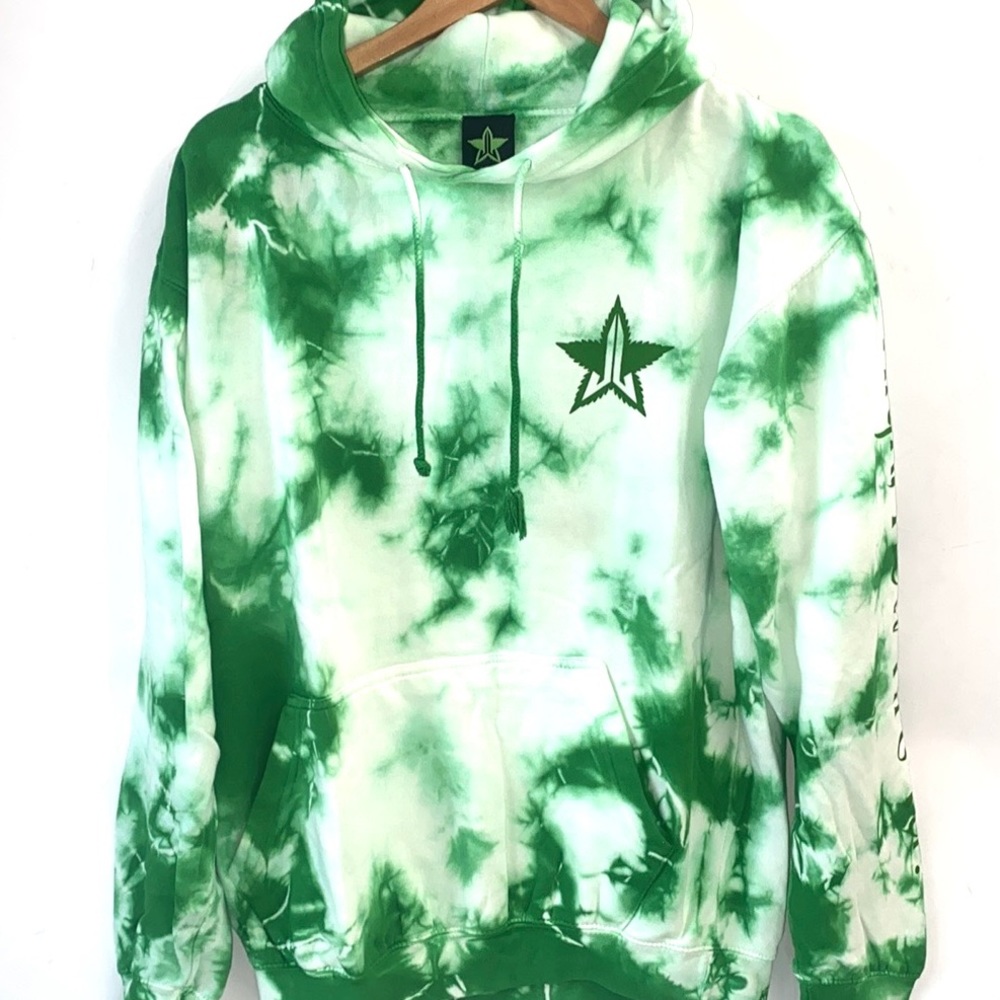 (A7) NEW Jeffree Star Kush‎ High How Are Ya Tie Dye Hoodie, Green/White, Size M